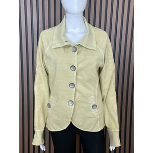 PrAna Parissa Women's Jacket Button Front Jacket L Green Cotton Blend Stretch